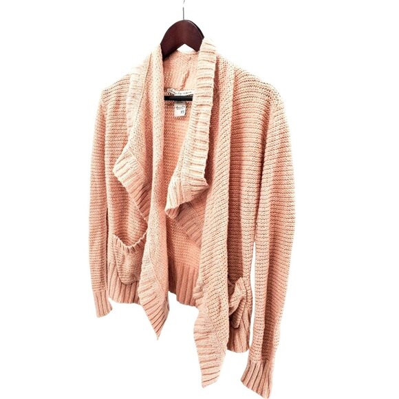 American Rag XS Entry Cie Chunky Cable Knit Drape Open Front Sweater Cardigan - Picture 3 of 11